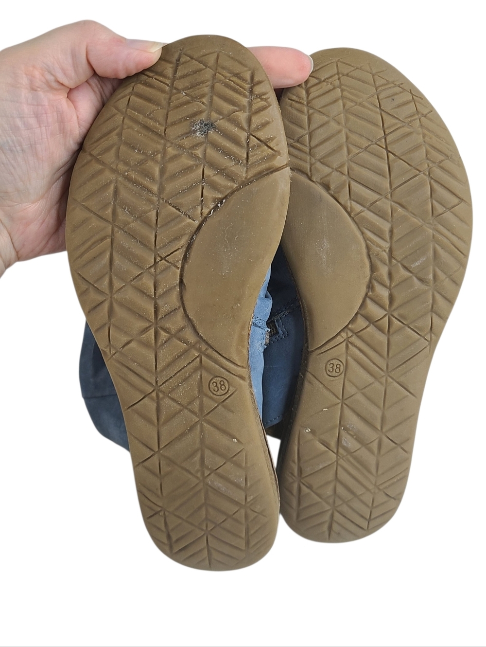 Miz Mooz Fizzy Blue Suede Women's Open-Toe Sandals Low Wedge Size 38/7.5 - Picture 16 of 16